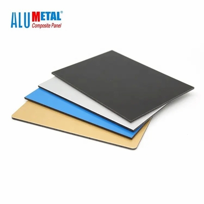 2mm Dekoratif Metal ACP Sac Dış Cephe Parlak Alumetal Kompozit Panel Siyah Beyaz Mavi