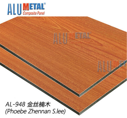 AA5005 Yangına Dayanıklı Acp Levhalar Dekoratif 1220mm Alüminyum Kompozit Panel Ahşap Kaplama 8MM