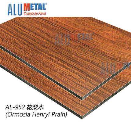 AA5005 Yangına Dayanıklı Acp Levhalar Dekoratif 1220mm Alüminyum Kompozit Panel Ahşap Kaplama 8MM