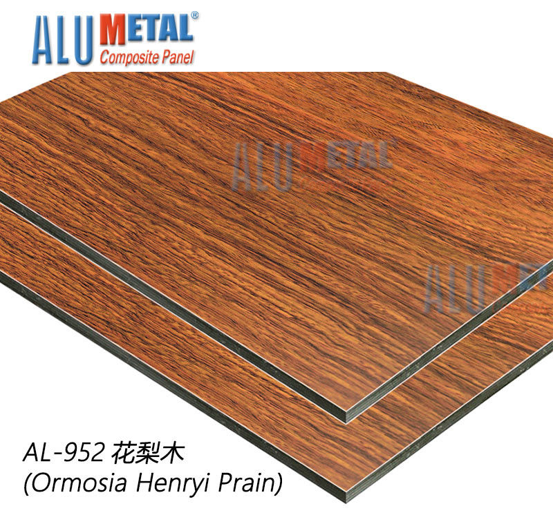 AA5005 Yangına Dayanıklı Acp Levhalar Dekoratif 1220mm Alüminyum Kompozit Panel Ahşap Kaplama 8MM