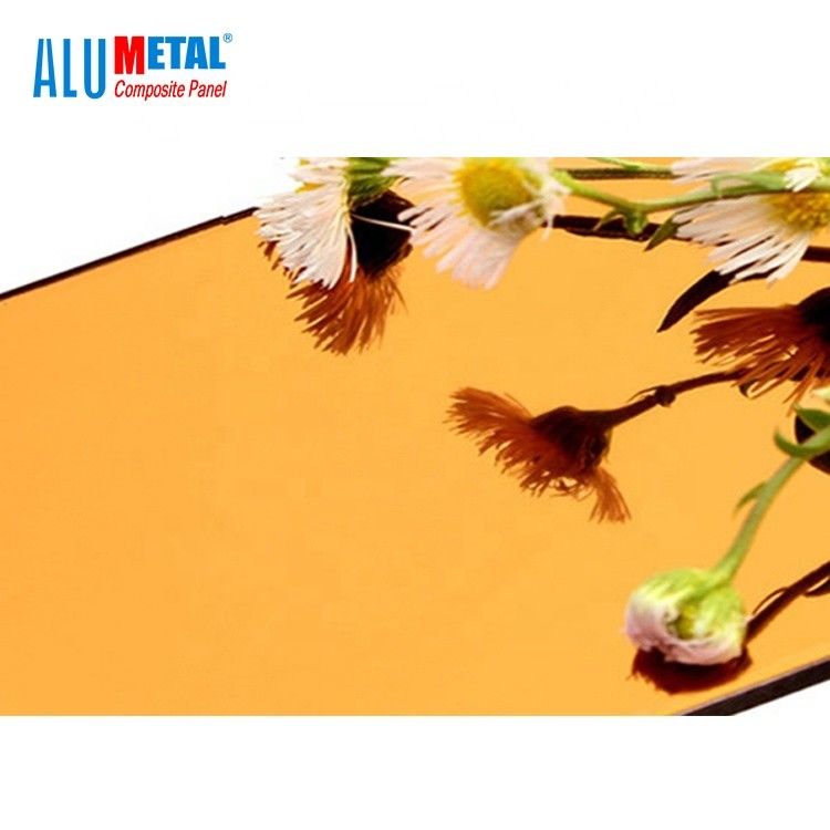 1220 X 2440mm Altın B1 Alüminyum Kompozit Ayna Levhası 0,5 Mm Kalın HDPE Çekirdek